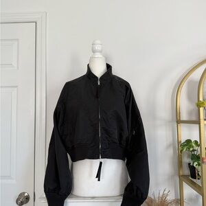 Alexander Wang Cropped Black Bomber Jacket